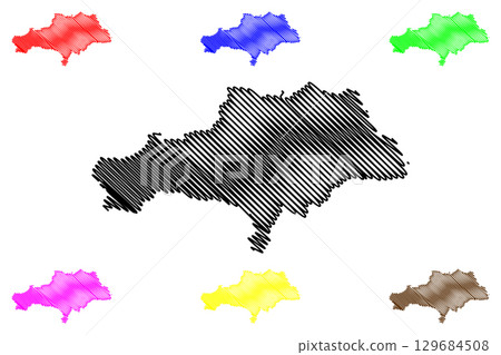 Metropolitan Borough of Barnsley (United Kingdom of Great Britain and Northern Ireland, Metropolitan and ceremonial county South Yorkshire, England) map vector illustration, scribble sketch map 129684508