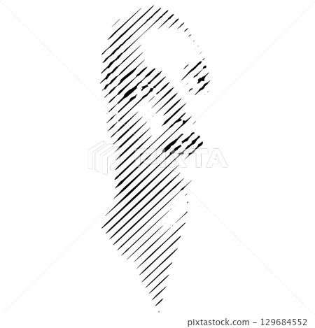 Abstract beautiful woman face silhouette illustration made from lines 129684552