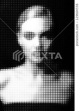 Abstract beautiful woman face silhouette illustration made from lines and dots 129684556