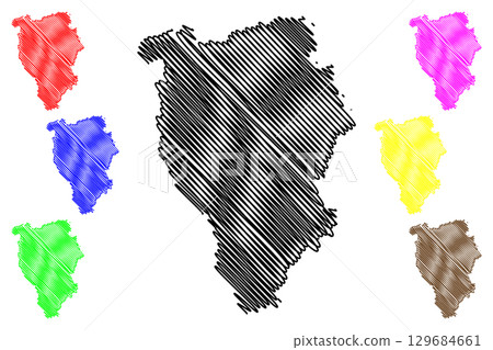 Braintree Non-metropolitan district (United Kingdom of Great Britain and Northern Ireland, ceremonial county Essex, England) map vector illustration, scribble sketch map 129684661