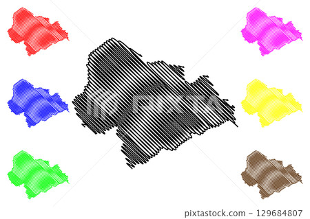 Metropolitan borough of Calderdale (United Kingdom of Great Britain and Northern Ireland, Metropolitan and ceremonial county West Yorkshire, England) map vector illustration, scribble sketch map 129684807