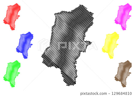 Cannock Chase Non-metropolitan district (United Kingdom of Great Britain and Northern Ireland, ceremonial county Staffordshire or Staffs, England) map vector illustration, scribble sketch map 129684810
