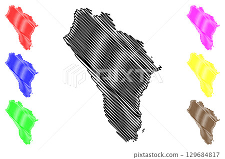 Copeland Non-metropolitan district (United Kingdom of Great Britain and Northern Ireland, ceremonial county Cumbria, England) map vector illustration, scribble sketch Borough of Copeland map 129684817