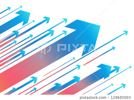 Rising gradient arrow on white background 129685003