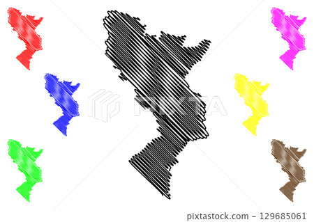 Eastleigh Non-metropolitan district, borough (United Kingdom of Great Britain and Northern Ireland, ceremonial county Hampshire or Hants, England) map vector illustration, scribble sketch map Eastleigh Non-metropolitan district, borough (United Kingdom of Great Britain and Northern Ireland, ceremonial county Hampshire or Hants, England) map vector illustration, scribble sketch map 129685061