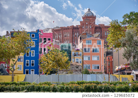 Colourful old houses in the neighbourhood of Balat in Istanbul, Turkiye Colourful old houses in the neighbourhood of Balat in Istanbul, Turkiye 129685072