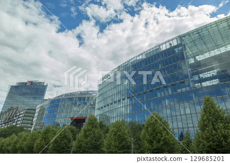 Berlin, Germany - July 01, 2018: Modern architecture in the central part of Berlin 129685201