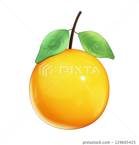 Realistic 3D Whole Orange Illustration with Leaf and Transparent Background Realistic 3D Whole Orange Illustration with Leaf and Transparent Background 129685425