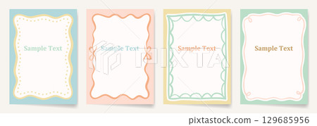 Cute rectangular frame in doodle style. Hand-drawn decorative border for invitations and cards. Cute rectangular frame in doodle style. Hand-drawn decorative border for invitations and cards. 129685956