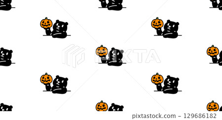 bear seamless pattern pumpkin halloween cartoon jack o lantern polar bear vector doodle teddy tile background gift wrapping paper scarf isolated repeat wallpaper illustration design bear seamless pattern pumpkin halloween cartoon jack o lantern polar bear vector doodle teddy tile background gift wrapping paper scarf isolated repeat wallpaper illustration design 129686182