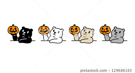 Bear vector halloween jack o lantern polar bear icon teddy cartoon character doodle logo illustration symbol design Bear vector halloween jack o lantern polar bear icon teddy cartoon character doodle logo illustration symbol design 129686183