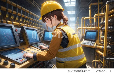 工作中的女性工程師 | 寫實與紀實風格 129686204