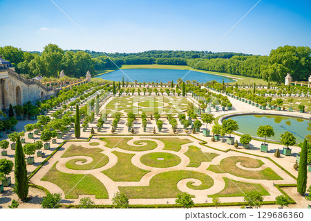 Beautiful gardens and fountains of the Palace of Versailles in France - Spectacular scenery of a World Heritage Site Beautiful gardens and fountains of the Palace of Versailles in France - Spectacular scenery of a World Heritage Site 129686360