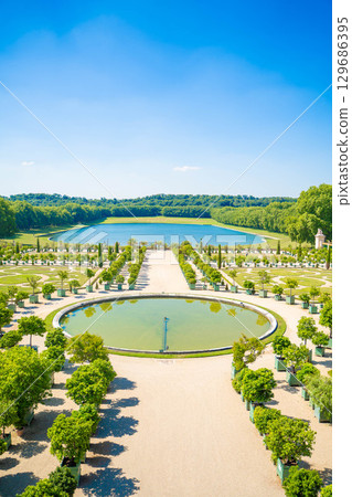 Beautiful gardens and fountains of the Palace of Versailles in France - Spectacular scenery of a World Heritage Site 129686395