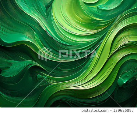 一幅夢幻般的綠色風油畫 129686893