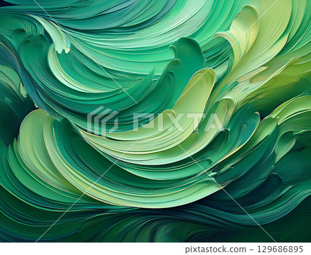 一幅夢幻般的綠色風油畫 129686895