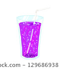 Grape soda with a straw 129686938