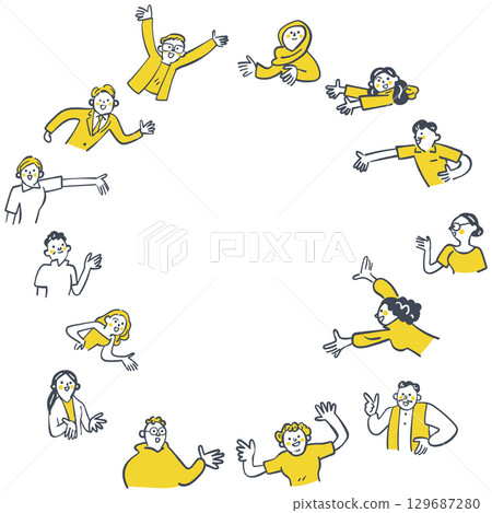 一群全球人才互相介紹和邀請的股票插圖 129687280