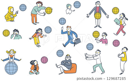 Global talents traveling around the globe set stock illustrations Global talents traveling around the globe set stock illustrations 129687285