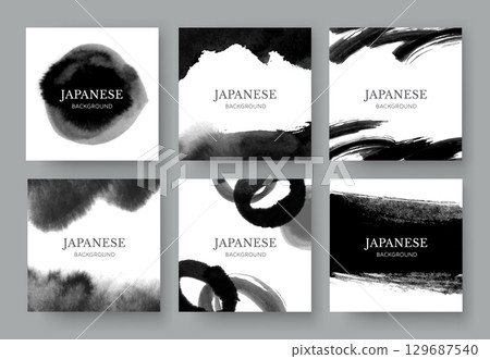 黑色墨水刷背景/日式背景集合 129687540