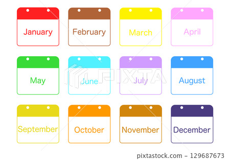 簡單年曆英文多彩 129687673