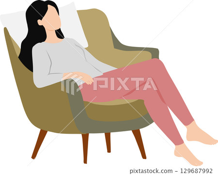 一個女人睡午覺的插圖 129687992