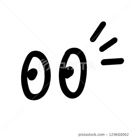 手繪的眼睛圖示。注意，留意，看，指，符號。 129688062