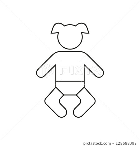 Baby Girl Line Icon. Infant Childcare And Parenting Symbol. Newborn Development And Family Care Outline Concept. Editable Stroke. Isolated Vector Illustration 129688392