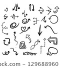 Set of Arrow, doodle drawing on white background 129688960