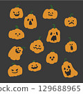 Set of Hand drawn pumpkin doodle icon, for Halloween 129688965