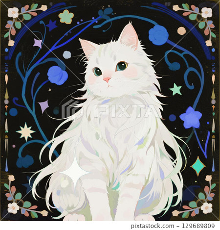 Cute white cat 129689809