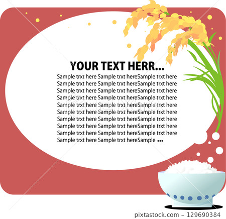 Autumn taste of new rice, rice and rice ears frame 129690384