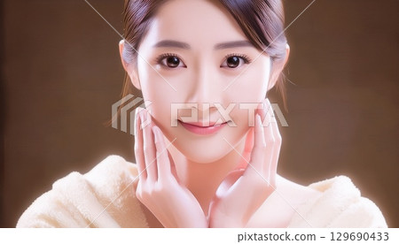 一個美麗的皮膚的女人 129690433