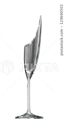 Shattered Champagne Flute Isolated on Clear Background Shattered Champagne Flute Isolated on Clear Background 129690503