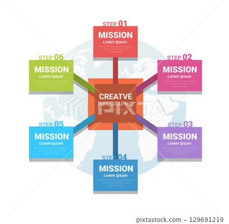 Circle infographics elements design with numbers 6 option, 6 step. can be used for workflow layout, diagram, number step up options. 129691219