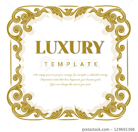 Gold borders text frames, Vintage Ornate Frame for invitations and greeting cards, Elegant vector. 129691306