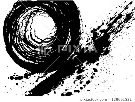 Circle splash hand-drawn brush illustration 129691521
