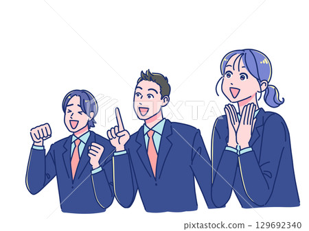 動漫風格的男女學生仰望並留下深刻印象 129692340