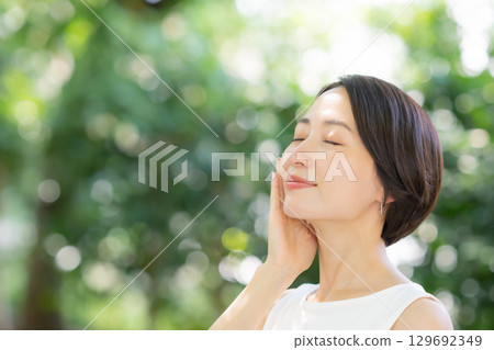 Women, Fresh green, Green, Skin care 129692349