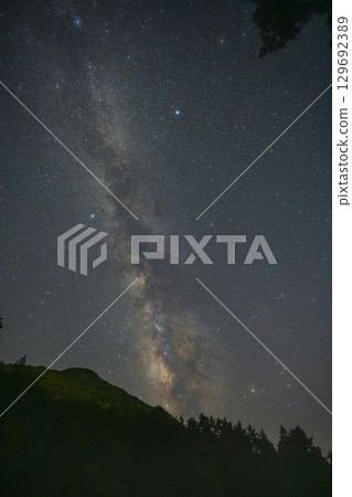 A very beautiful starry sky at Mt. Sanbe in Shimane Prefecture, Japan A very beautiful starry sky at Mt. Sanbe in Shimane Prefecture, Japan 129692389