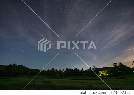 A very beautiful starry sky at Mt. Sanbe in Shimane Prefecture, Japan 129692392