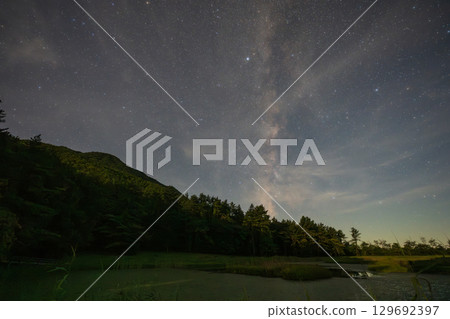 A very beautiful starry sky at Mt. Sanbe in Shimane Prefecture, Japan A very beautiful starry sky at Mt. Sanbe in Shimane Prefecture, Japan 129692397