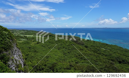 Emerald blue ocean seen from Makiyama Observatory, Miyakojima, Okinawa 129692436