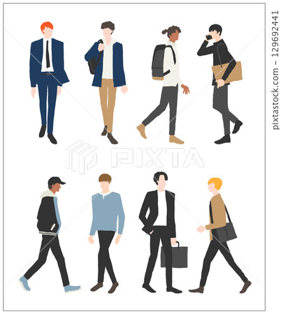 Full-body illustration of a walking man 129692441