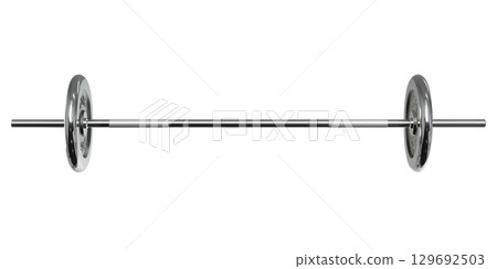 Cast Iron Adjustable Barbell with 20kg or 44lb plates, weightlifting gym equipment, side view Cast Iron Adjustable Barbell with 20kg or 44lb plates, weightlifting gym equipment, side view 129692503