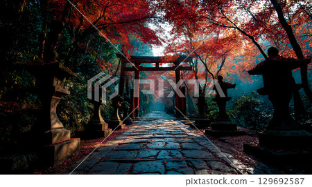 神社的方法包裹在秋葉 129692587