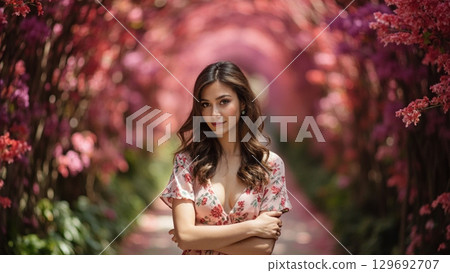 Crape myrtle and woman 129692707