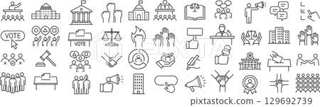 向量單色政治線圖示集 129692739