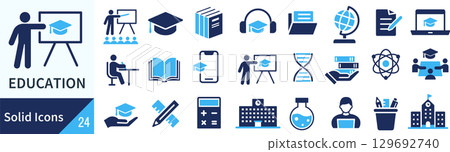 Education silhouette icon set Education silhouette icon set 129692740