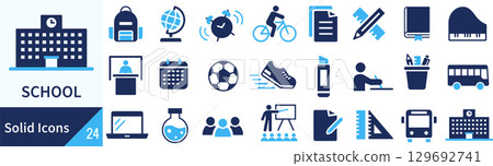 School related silhouette icon set 129692741